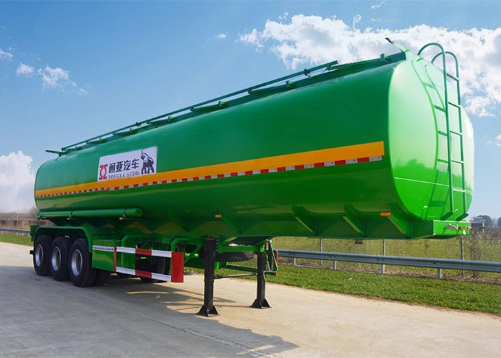 Tongya 3 axle 42T diesel fuel tanker trailer parked in road