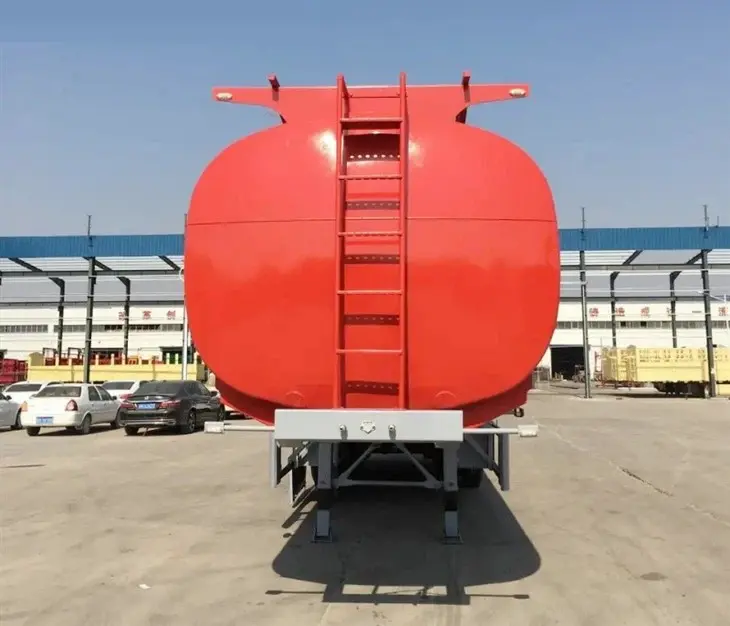 Crude oil tank trailer equipped with emergency shut-off valves and anti-static system